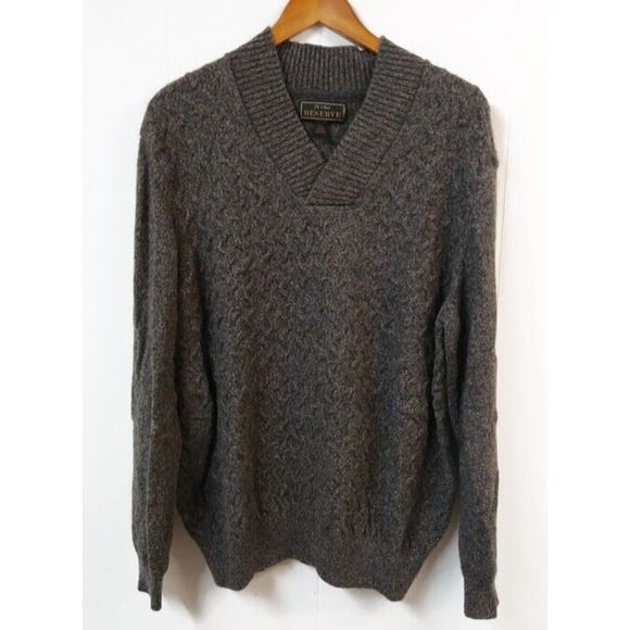 Jos A Bank RESERVE Men's XXL Wool Blend Sweater Gray V-Neck Long Sleeve - Picture 1 of 4